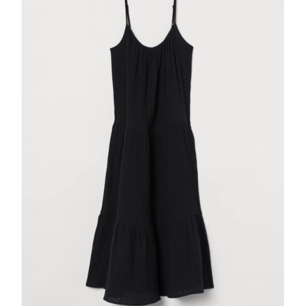 H&M Black Maxi Dress (Crinkled Cotton)